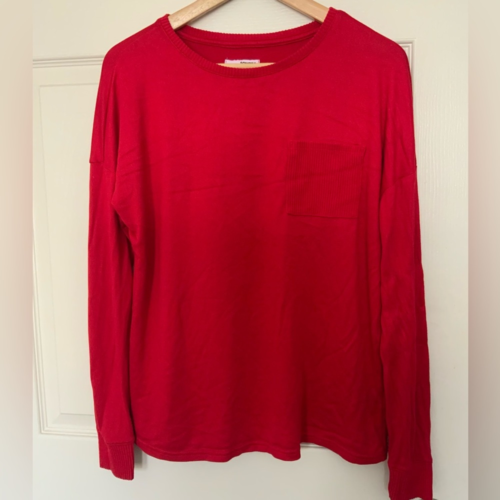 Sonoma Goods for Life Red Long Sleeve Crewneck Sweater Front Pocket Size S